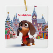 Dachshund Puppy Gepersonaliseerde Keramische Boom Keramisch Ornament (Voorkant)