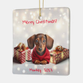 Dachshund Puppy Gepersonaliseerde Tree Ornament (Links)