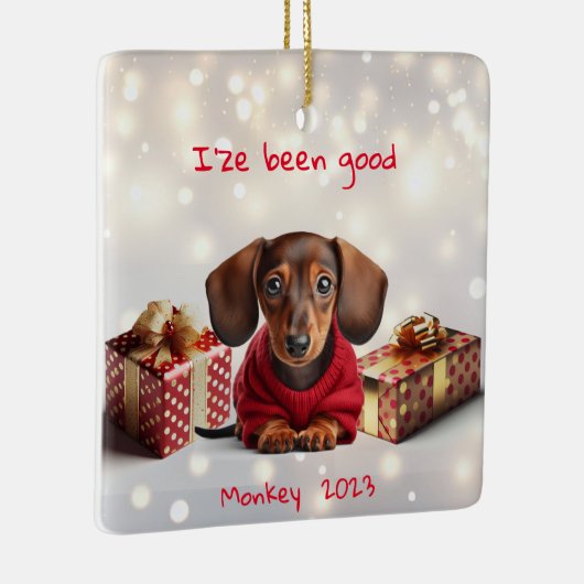 Dachshund Puppy Gepersonaliseerde Tree Ornament (Rechts)