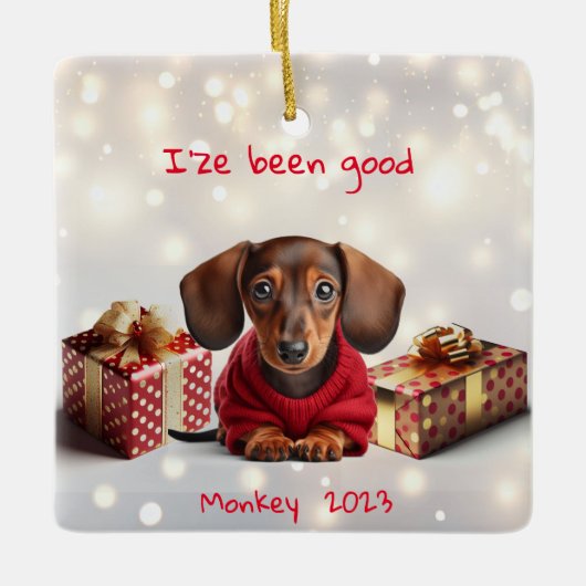 Dachshund Puppy Gepersonaliseerde Tree Ornament (Voorkant)