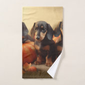 Dachshund Puppy Herfst Delight Pompoen Bad Handdoek (Handdoek)