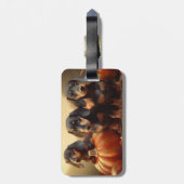 Dachshund Puppy Herfst Delight Pompoen Bagagelabel (Achterkant verticaal)