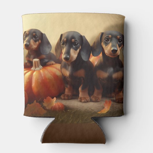 Dachshund Puppy Herfst Delight Pompoen Blikjeskoeler (Achterkant)