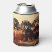 Dachshund Puppy Herfst Delight Pompoen Blikjeskoeler (Blikje Achterkant)