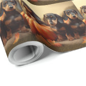 Dachshund Puppy Herfst Delight Pompoen Cadeaupapier (Rol Hoek)