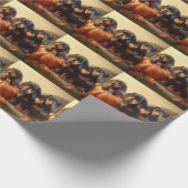 Dachshund Puppy Herfst Delight Pompoen Cadeaupapier (Hoek)