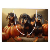 Dachshund Puppy Herfst Delight Pompoen Groot Cadeauzakje (Achterkant)