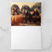 Dachshund Puppy Herfst Delight Pompoen Kaart (Binnen)