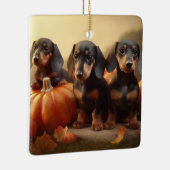 Dachshund Puppy Herfst Delight Pompoen Keramisch Ornament (Rechts)