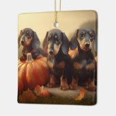 Dachshund Puppy Herfst Delight Pompoen Keramisch Ornament (Links)