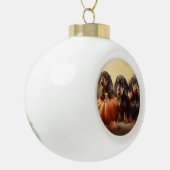Dachshund Puppy Herfst Delight Pompoen Keramische Bal Ornament (Links)