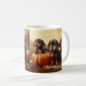 Dachshund Puppy Herfst Delight Pompoen Koffiemok (Voorkant rechts)