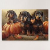 Dachshund Puppy Herfst Delight Pompoen Legpuzzel (Horizontaal)