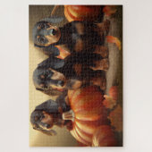 Dachshund Puppy Herfst Delight Pompoen Legpuzzel (Verticaal)