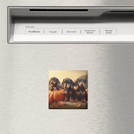 Dachshund Puppy Herfst Delight Pompoen Magneet (Insitu (Vaatwasser))