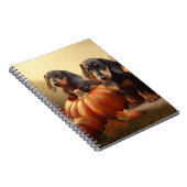 Dachshund Puppy Herfst Delight Pompoen Notitieboek (Rechterzijde)