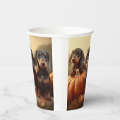 Dachshund Puppy Herfst Delight Pompoen Papieren Bekers (Rechts)