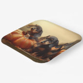 Dachshund Puppy Herfst Delight Pompoen Papieren Bordje (Gebogen)