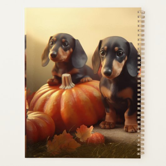 Dachshund Puppy Herfst Delight Pompoen Planner (Achterkant)
