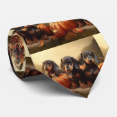 Dachshund Puppy Herfst Delight Pompoen Stropdas (Opgerold)
