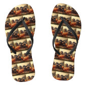 Dachshund Puppy Herfst Delight Pompoen Teenslippers (Voetbed)