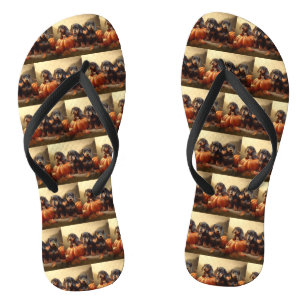 Dachshund Puppy Herfst Delight Pompoen Teenslippers