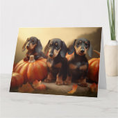 Dachshund Puppy Herfstpracht Pompoen Kaart (Voorkant)