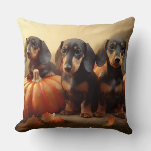 Dachshund Puppy Herfstpracht Pompoen Kussen