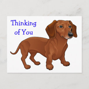 Dachshund Puppy Hond - Hallo, Ik denk aan je, Lief Briefkaart