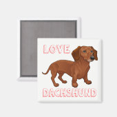 Dachshund Puppy Hond Rode Liefde Magneet (Voorkant / Achterkant)