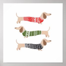 Dachshund Puppy Honden Kersttrui Holiday Fun Poster