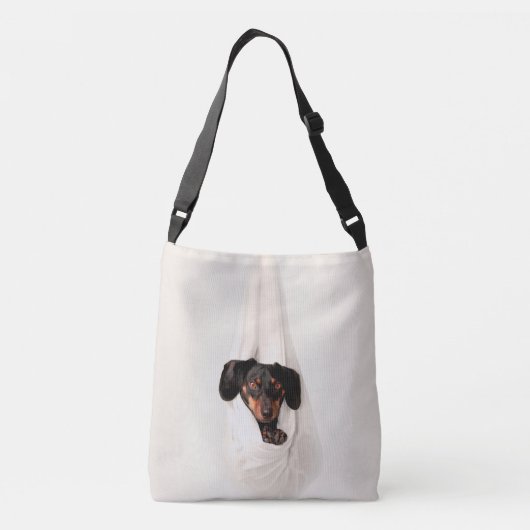 Dachshund Puppy in Hammock Cute Schattige Dog Crossbody Tas (Achterkant)