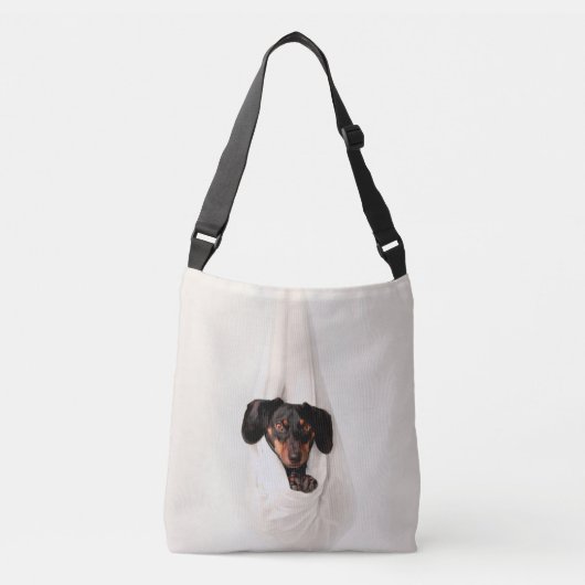 Dachshund Puppy in Hammock Cute Schattige Dog Crossbody Tas (Voorkant)