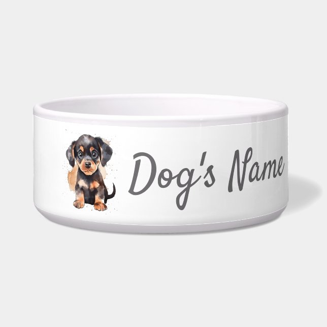 Dachshund puppy Keramische Pet Bowl Voerbakje (Voorkant)