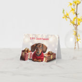 Dachshund Puppy Kerstkaarten Kaart (Gele Bloem)