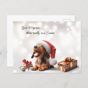 Dachshund Puppy Kerstmis Verrassing Briefkaart