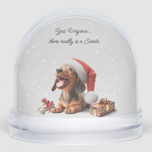 Dachshund Puppy Kerstmis Verrassing Sneeuwbol (Voorkant)