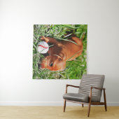 Dachshund Puppy Lazing in gras met all-mas POS Wandkleed (In Situ (horizontaal))