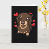 Dachshund Puppy met hart Kaart (Gele Bloem)