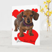 DACHSHUND Puppy met hart Kaart (Gele Bloem)