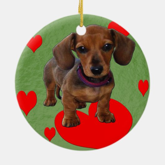 DACHSHUND Puppy met hart Keramisch Ornament (Achterkant)