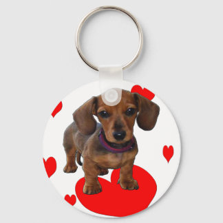 DACHSHUND Puppy met hart Sleutelhanger