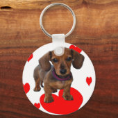 DACHSHUND Puppy met hart Sleutelhanger (Voorkant)
