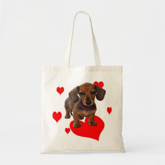 DACHSHUND Puppy met hart Tote Bag