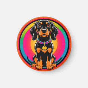 Dachshund Puppy Omringd door Levendig Regenboog Magneet