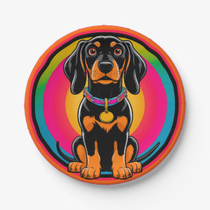 Dachshund Puppy Omringd door Levendig Regenboog Papieren Bordje