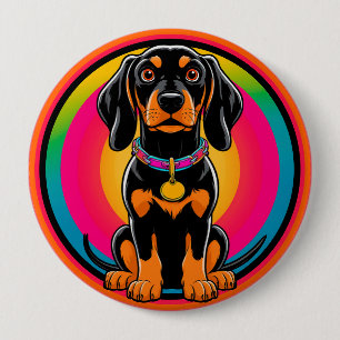 Dachshund Puppy Omringd door Levendig Regenboog Ronde Button 4,0 Cm