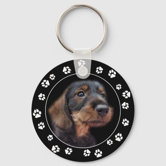 Dachshund Puppy Paw Prints Love Sleutelhanger (Voorkant)