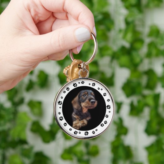 Dachshund Puppy Photo Sleutelhanger (Hand)