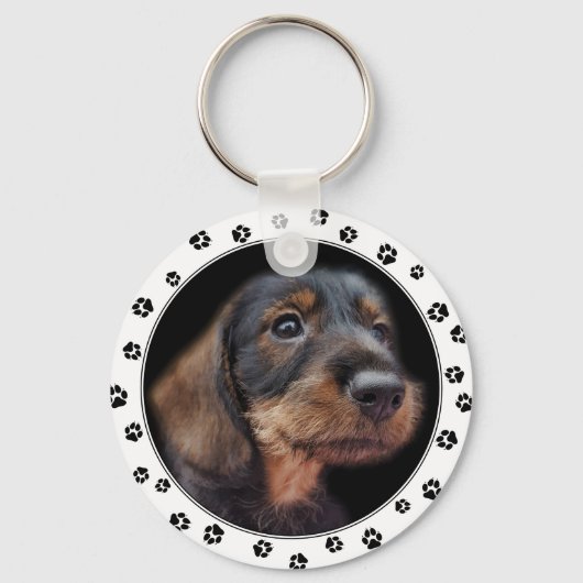 Dachshund Puppy Photo Sleutelhanger (Voorkant)